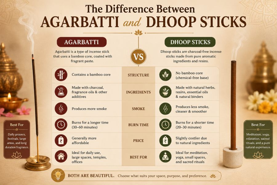 The Difference Between Agarbatti and Dhoop Sticks